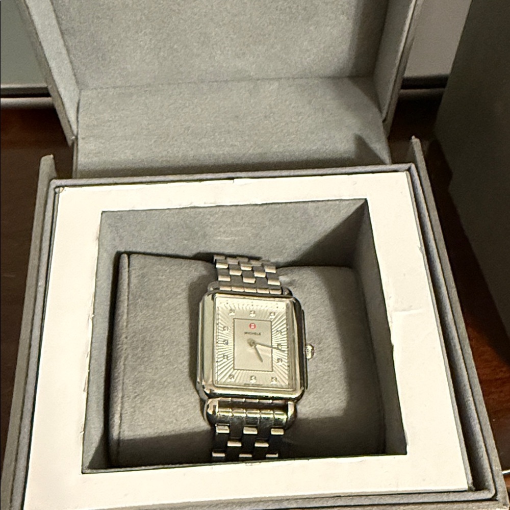 Michele Silver Rectangular Women's Watch - image 1